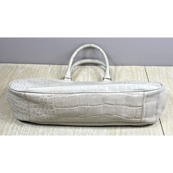 Furla Crocodile Leather Embossed White Hobo Crossbody Strap/Shoulder Bag Italy - Picture 5 of 15